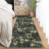 Garvee 8×10 Washable Living Room Rugs, Non Slip 8 x 10 Bedroom Rugs, Indoor Modern Floral Print Floor Cover for Dining Room, Ultra Thin Low Pile Botanical Mat for Home Office, Beige(Floral|green)