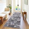 Garvee 8×10 Washable Living Room Rugs, Non Slip 8 x 10 Bedroom Rugs, Indoor Modern Floral Print Floor Cover for Dining Room, Ultra Thin Low Pile Botanical Mat for Home Office, Beige(Floral|gray)