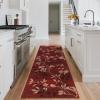 Garvee 8×10 Washable Living Room Rugs, Non Slip 8 x 10 Bedroom Rugs, Indoor Modern Floral Print Floor Cover for Dining Room, Ultra Thin Low Pile Botanical Mat for Home Office, Beige(Floral|red)