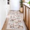 Garvee 8×10 Washable Living Room Rugs, Non Slip 8 x 10 Bedroom Rugs, Indoor Modern Floral Print Floor Cover for Dining Room, Ultra Thin Low Pile Botanical Mat for Home Office, Beige(Floral|beige)