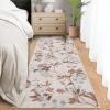 Garvee 8×10 Washable Living Room Rugs, Non Slip 8 x 10 Bedroom Rugs, Indoor Modern Floral Print Floor Cover for Dining Room, Ultra Thin Low Pile Botanical Mat for Home Office, Beige(Floral|beige)