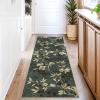 Garvee 8×10 Washable Living Room Rugs, Non Slip 8 x 10 Bedroom Rugs, Indoor Modern Floral Print Floor Cover for Dining Room, Ultra Thin Low Pile Botanical Mat for Home Office, Beige(Floral|green)
