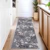 Garvee 8×10 Washable Living Room Rugs, Non Slip 8 x 10 Bedroom Rugs, Indoor Modern Floral Print Floor Cover for Dining Room, Ultra Thin Low Pile Botanical Mat for Home Office, Beige(Floral|gray)
