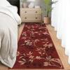 Garvee 8×10 Washable Living Room Rugs, Non Slip 8 x 10 Bedroom Rugs, Indoor Modern Floral Print Floor Cover for Dining Room, Ultra Thin Low Pile Botanical Mat for Home Office, Beige(Floral|red)