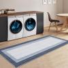 Garvee 9×12 Border Area Rug Modern Contemporary Washable Non Slip Rug Stain Resistant Soft Low Pile Carpet for Living Room Bedroom Dining Room Hallway Office Farmhouse Home Decor, Black Grey(Border-blue)
