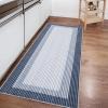 Garvee 9×12 Border Area Rug Modern Contemporary Washable Non Slip Rug Stain Resistant Soft Low Pile Carpet for Living Room Bedroom Dining Room Hallway Office Farmhouse Home Decor, Black Grey(Border-blue)