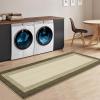 Garvee 9×12 Border Area Rug Modern Contemporary Washable Non Slip Rug Stain Resistant Soft Low Pile Carpet for Living Room Bedroom Dining Room Hallway Office Farmhouse Home Decor, Black Grey(Border-brown)