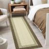 Garvee 9×12 Border Area Rug Modern Contemporary Washable Non Slip Rug Stain Resistant Soft Low Pile Carpet for Living Room Bedroom Dining Room Hallway Office Farmhouse Home Decor, Black Grey(Border-brown)