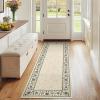 Garvee Floral 6×9 Area Rugs for Living Room Bedroom, Washable Non Slip Vintage Floor Rugs Large Low Pile Stain Resistant Indoor Farmhouse Carpet for Dining Room, Oriental Home Decor Rug, Beige(Border Floral|beige)