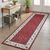 Garvee Floral 6×9 Area Rugs for Living Room Bedroom, Washable Non Slip Vintage Floor Rugs Large Low Pile Stain Resistant Indoor Farmhouse Carpet for Dining Room, Oriental Home Decor Rug, Beige(Border Floral|red)