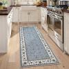 Garvee Floral 6×9 Area Rugs for Living Room Bedroom, Washable Non Slip Vintage Floor Rugs Large Low Pile Stain Resistant Indoor Farmhouse Carpet for Dining Room, Oriental Home Decor Rug, Beige(Border Floral|grey)