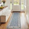 Garvee Floral 6×9 Area Rugs for Living Room Bedroom, Washable Non Slip Vintage Floor Rugs Large Low Pile Stain Resistant Indoor Farmhouse Carpet for Dining Room, Oriental Home Decor Rug, Beige(Border Floral|grey)