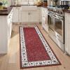 Garvee Floral 6×9 Area Rugs for Living Room Bedroom, Washable Non Slip Vintage Floor Rugs Large Low Pile Stain Resistant Indoor Farmhouse Carpet for Dining Room, Oriental Home Decor Rug, Beige(Border Floral|red)