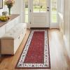 Garvee Floral 6×9 Area Rugs for Living Room Bedroom, Washable Non Slip Vintage Floor Rugs Large Low Pile Stain Resistant Indoor Farmhouse Carpet for Dining Room, Oriental Home Decor Rug, Beige(Border Floral|red)
