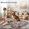 Garvee Floral 9×12 Washable Area Rug for Living Room, Indoor Vintage Non Slip Bedroom Rugs, Low Pile Stain Resistant Distressed Large Rugs for Dining Room, Ultra Thin Throw Rug for Home Office, Taupe(Oriental|red)