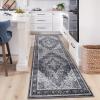 Garvee Floral 9×12 Washable Area Rug for Living Room, Indoor Vintage Non Slip Bedroom Rugs, Low Pile Stain Resistant Distressed Large Rugs for Dining Room, Ultra Thin Throw Rug for Home Office, Taupe(Oriental|blue)