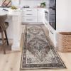 Garvee Floral 9×12 Washable Area Rug for Living Room, Indoor Vintage Non Slip Bedroom Rugs, Low Pile Stain Resistant Distressed Large Rugs for Dining Room, Ultra Thin Throw Rug for Home Office, Taupe(Oriental|red)