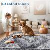 Garvee Floral 9×12 Washable Area Rug for Living Room, Indoor Vintage Non Slip Bedroom Rugs, Low Pile Stain Resistant Distressed Large Rugs for Dining Room, Ultra Thin Throw Rug for Home Office, Taupe(Oriental|blue)