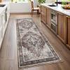 Garvee Floral 9×12 Washable Area Rug for Living Room, Indoor Vintage Non Slip Bedroom Rugs, Low Pile Stain Resistant Distressed Large Rugs for Dining Room, Ultra Thin Throw Rug for Home Office, Taupe(Oriental|red)