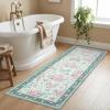 Garvee Floral Washable Rugs 5×7, Large Non-Slip Area Rugs for Living Room, Soft Thin Vintage Retro Accent Bedroom Rug, Cute Farmhouse Carpet for Dining Room Playroom Nursery, Green(Flower|green)