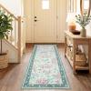 Garvee Floral Washable Rugs 5×7, Large Non-Slip Area Rugs for Living Room, Soft Thin Vintage Retro Accent Bedroom Rug, Cute Farmhouse Carpet for Dining Room Playroom Nursery, Green(Flower|green)