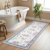 Garvee Floral Washable Rugs 5×7, Large Non-Slip Area Rugs for Living Room, Soft Thin Vintage Retro Accent Bedroom Rug, Cute Farmhouse Carpet for Dining Room Playroom Nursery, Green(Flower|grey)