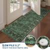 Garvee Green 9×12 Area Rugs for Living Room, Washable Non Slip Floral Rug with Non Slip Backing for Bedroom Vintage Distressed Oriental Indoor Carpet for Dining Room Office Retro Accent Home Decor Rug(Vintage|green)