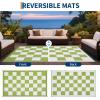 Garvee Outdoor Rug 9×18 Waterproof Reversible Boho Plastic Straw Mat, Lightweight Foldable Indoor Green Yellow Outdoor Carpet for Patio Balcony Deck Picnic Beach RV(Green/White34jv)