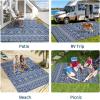 Garvee Outdoor Rug 9×18 Waterproof Reversible Boho Plastic Straw Mat, Lightweight Foldable Indoor Green Yellow Outdoor Carpet for Patio Balcony Deck Picnic Beach RV(Navy Blue/White)