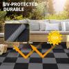 Garvee Outdoor Rug 9×18 Waterproof Reversible Boho Plastic Straw Mat, Lightweight Foldable Indoor Green Yellow Outdoor Carpet for Patio Balcony Deck Picnic Beach RV(Black/Grey)