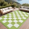Garvee Outdoor Rug 9×18 Waterproof Reversible Boho Plastic Straw Mat, Lightweight Foldable Indoor Green Yellow Outdoor Carpet for Patio Balcony Deck Picnic Beach RV(Green/White34jv)