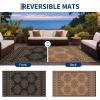 Garvee Outdoor Rug 9×18 Waterproof Reversible Boho Plastic Straw Mat, Lightweight Foldable Indoor Green Yellow Outdoor Carpet for Patio Balcony Deck Picnic Beach RV(Brown/Black)