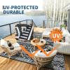 Garvee Outdoor Rug 9×18 Waterproof Reversible Boho Plastic Straw Mat, Lightweight Foldable Indoor Green Yellow Outdoor Carpet for Patio Balcony Deck Picnic Beach RV(Geom Black/White)