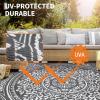 Garvee Outdoor Rug 9×18 Waterproof Reversible Boho Plastic Straw Mat, Lightweight Foldable Indoor Green Yellow Outdoor Carpet for Patio Balcony Deck Picnic Beach RV(Boho – Grey/White)
