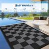 Garvee Outdoor Rug 9×18 Waterproof Reversible Boho Plastic Straw Mat, Lightweight Foldable Indoor Green Yellow Outdoor Carpet for Patio Balcony Deck Picnic Beach RV(Black/Grey)