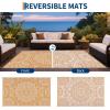 Garvee Outdoor Rug 9×18 Waterproof Reversible Boho Plastic Straw Mat, Lightweight Foldable Indoor Green Yellow Outdoor Carpet for Patio Balcony Deck Picnic Beach RV(Boho – Orange/White)