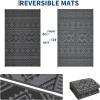 Garvee Outdoor Rug 9×18 Waterproof Reversible Boho Plastic Straw Mat, Lightweight Foldable Indoor Green Yellow Outdoor Carpet for Patio Balcony Deck Picnic Beach RV(Black/Gray)