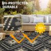 Garvee Outdoor Rug 9×18 Waterproof Reversible Boho Plastic Straw Mat, Lightweight Foldable Indoor Green Yellow Outdoor Carpet for Patio Balcony Deck Picnic Beach RV(Border Black/Brown)