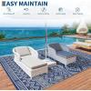 Garvee Outdoor Rug 9×18 Waterproof Reversible Boho Plastic Straw Mat, Lightweight Foldable Indoor Green Yellow Outdoor Carpet for Patio Balcony Deck Picnic Beach RV(Navy Blue/White)