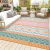 Garvee Outdoor Rug 9×18 Waterproof Reversible Boho Plastic Straw Mat, Lightweight Foldable Indoor Green Yellow Outdoor Carpet for Patio Balcony Deck Picnic Beach RV(Yellow/Rose Red/Green/White)