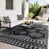 Garvee Outdoor Rug 9×18 Waterproof Reversible Boho Plastic Straw Mat, Lightweight Foldable Indoor Green Yellow Outdoor Carpet for Patio Balcony Deck Picnic Beach RV(White/Black)