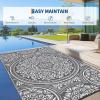 Garvee Outdoor Rug 9×18 Waterproof Reversible Boho Plastic Straw Mat, Lightweight Foldable Indoor Green Yellow Outdoor Carpet for Patio Balcony Deck Picnic Beach RV(Boho – Grey/White)