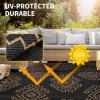 Garvee Outdoor Rug 9×18 Waterproof Reversible Boho Plastic Straw Mat, Lightweight Foldable Indoor Green Yellow Outdoor Carpet for Patio Balcony Deck Picnic Beach RV(Brown/Black)