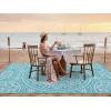 Garvee Outdoor Rug 9×18 Waterproof Reversible Boho Plastic Straw Mat, Lightweight Foldable Indoor Green Yellow Outdoor Carpet for Patio Balcony Deck Picnic Beach RV(Boho – Light Blue/White)