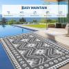 Garvee Outdoor Rug 9×18 Waterproof Reversible Boho Plastic Straw Mat, Lightweight Foldable Indoor Green Yellow Outdoor Carpet for Patio Balcony Deck Picnic Beach RV(Gray/White)