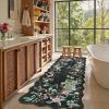 Garvee Scalloped Floral Peacock 4×6 Rug, Washable Large Non Slip Nursery Rugs Indoor Farmhouse Low Pile Area Rug for Bedroom Living Room, Ultra Thin Botanical Home Decor Carpet Mat, Beige(Peacock|black)