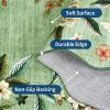 Garvee Scalloped Floral Peacock 4×6 Rug, Washable Large Non Slip Nursery Rugs Indoor Farmhouse Low Pile Area Rug for Bedroom Living Room, Ultra Thin Botanical Home Decor Carpet Mat, Beige(Peacock|green)