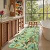 Garvee Scalloped Floral Peacock 4×6 Rug, Washable Large Non Slip Nursery Rugs Indoor Farmhouse Low Pile Area Rug for Bedroom Living Room, Ultra Thin Botanical Home Decor Carpet Mat, Beige(Peacock|green)