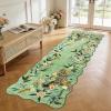 Garvee Scalloped Floral Peacock 4×6 Rug, Washable Large Non Slip Nursery Rugs Indoor Farmhouse Low Pile Area Rug for Bedroom Living Room, Ultra Thin Botanical Home Decor Carpet Mat, Beige(Peacock|green)