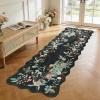 Garvee Scalloped Floral Peacock 4×6 Rug, Washable Large Non Slip Nursery Rugs Indoor Farmhouse Low Pile Area Rug for Bedroom Living Room, Ultra Thin Botanical Home Decor Carpet Mat, Beige(Peacock|black)